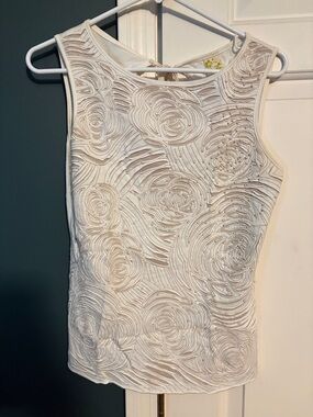 Women's White Anthropology Floral Lace Overlay Tank
